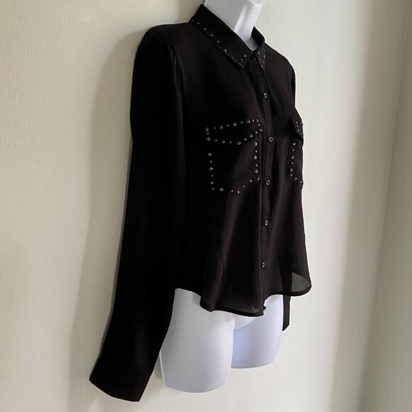 Wild Fable Black Button Down Shirt with Rivets - Picture 3 of 10